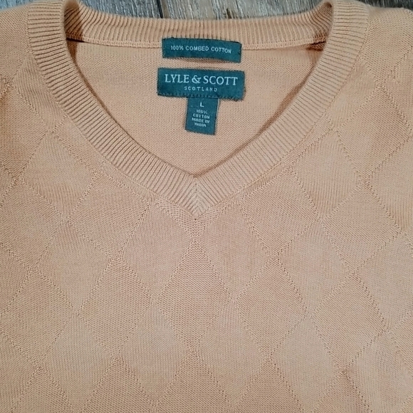 Lyle & Scott Scotland Men's Sweater Size L Brushed Cotton Knit Beige - Picture 2 of 4